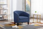 accent Barrel chair living room chair with nailheads and solid wood legs&nbsp; Black&nbsp; Navy Linen