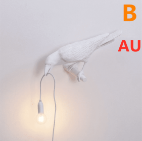 Creative Auspicious Bird Resin Wall Lamp Decoration (Option: White-B-AU)