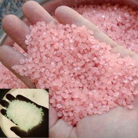 2000pcs/bag Glow In Dark Artificial Stone Gardening Aquarium Landscape Fluorescent Small Stone Vase Hourglass Luminous Sand Fluorescent Particles 50g (Color: Pink)