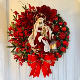 Christmas decorations Scene decoration props Jesus Christmas wreath door hanging (select: MF4F-40CM)