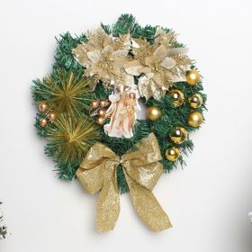 Christmas decorations Scene decoration props Jesus Christmas wreath door hanging (select: MF34-40CM)