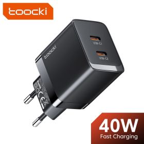 Toocki GaN USB Charger 40W PD USB Type C Charger For Xiaomi 12 iPhone 13 14 Pro Realme QC3.0 Type C Fast Charging (Plug Type: UK Black)