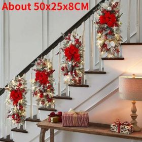 Christmas Decorations for Home Hanging Stairs Garland Wall Hanging (Color: Red)