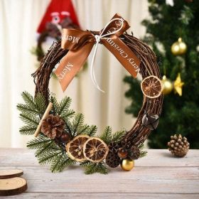 Christmas Decorations for Home Hanging Stairs Garland Wall Hanging (Color: Light yellow)