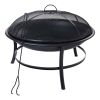 Round Iron Outdoor Wood Burning Fire Pit, Black