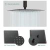 Lordear 12 Inch 3-Spray Shower System With Square Ceiling Mounted Adjustable Shower Head And Handheld Shower With Hose