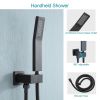 Lordear 12 Inch 3-Spray Shower System With Square Ceiling Mounted Adjustable Shower Head And Handheld Shower With Hose