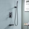 Lordear 12 Inch 3-Spray Shower System With Square Ceiling Mounted Adjustable Shower Head And Handheld Shower With Hose